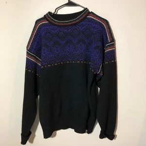 Meister Vintage made in Hong Kong knit wool alpine skiing sweater black purple L - Picture 1 of 14