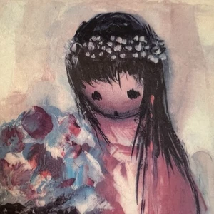 De Grazia Print Happy Day Girl With Flowers Laminated Cardboard Unframed Vintage - Picture 1 of 6