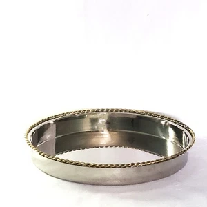 Gold Stainless Steel Round tray w/twisted border 10.5" dia - Picture 1 of 3