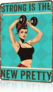 Letrero de gimnasio para decoración de gimnasio en casa arte de pared fuerte es el nuevo bonito letrero de metal de entrenamiento - Imagen 1 de 12