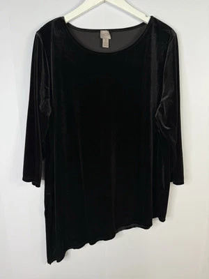 Top Chicos Mujer Talla 3 XL Túnica Negro Terciopelo Dobladillo Asimétrico Bruja Madura Foto 1 de 4