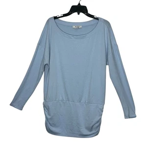 White House Black Market WHBM Light Blue Longline Top Ruched Hips Size Medium - Picture 1 of 12