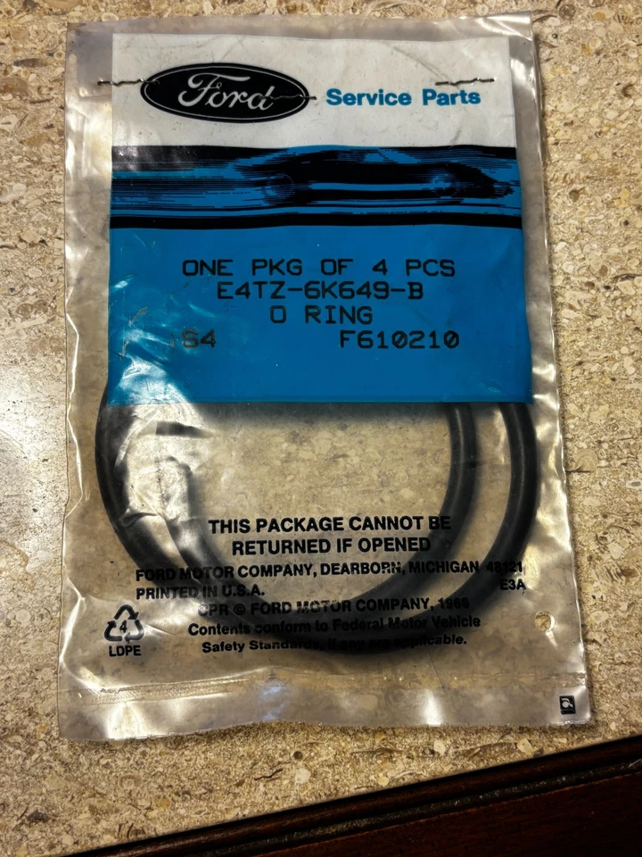 NEW - ORIGINAL Ford E4TZ-6K649-B Engine Oil Cooler O-Ring Seal pack of 2 - Image 1 of 1
