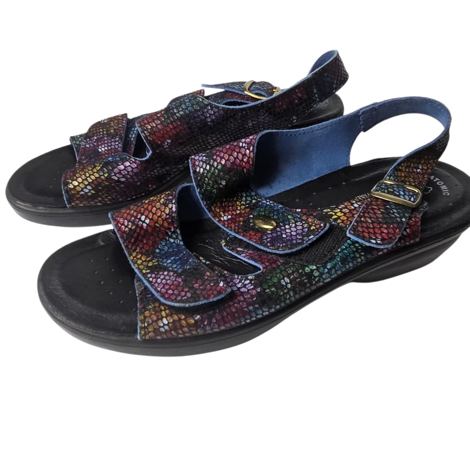 FLEXUS Spring Step Leather Multi-Colored Snakeskin Sandals US SZ 8.5 EU 39 Italy - Image 1 of 4
