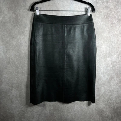 BCBGMAXAZRIA Pencil Leather Skirt Womens 6 Black Lined Office Mob Wives Goth - Image 1 of 4