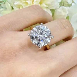 8CT Round Cut Lab Grown/CVD Diamond Certified Dainty Ring 14k Multi Tone Gold - Picture 1 of 18