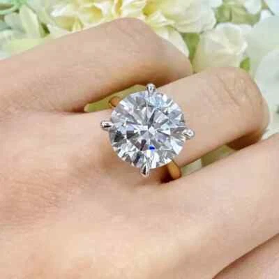 8CT Round Cut Lab Grown/CVD Diamond Certified Dainty Ring 14k Multi Tone Gold - Image 1 of 4