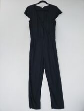 J Crew Jumpsuit Womens Small Black Mercantile Straight Leg Short Sleeve Pockets
