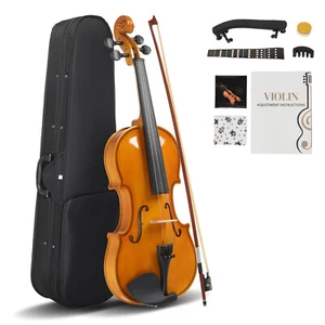 Natürliche 4/4 Full Size Violine Set Anfänger Geige mit Hartschalenkoffer, Bogen, Schulterstütze - Bild 1 von 14
