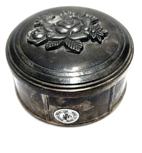 Vintage Davco versilbert blau Samt gefüttert Rose Thema Schmuckschatulle - Bild 1 von 5