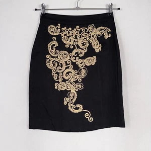 Falda Lápiz Floreat Anthropologie Mujer 2 Negro Beige Apliques Maximalista - Imagen 1 de 8