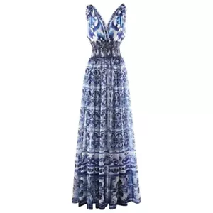 Dolce Vita Blue And White Dress Scillian Style Long - Picture 1 of 8
