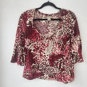 Lucky Brand weinrot Blumen Boho Bauern Top Glockenärmel 3/4 Länge Damen XS - Bild 1 von 7