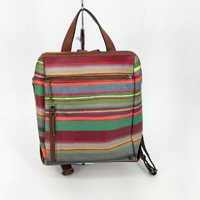 Mochila Elliot Lucca Imitación Cuero Rayas Informal Vegana Años 90 Boho Retro Terrosa Foto 1 de 4