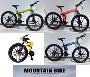 24 Zoll/26 Zoll Mountainbike Faltrad 21 Gang Erwachsenenfahrrad Doppelfederung - Bild 1 von 13