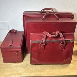 LOT of 4 Vintage Hartmann Belting "Leather" vinyl Suitcases Luggage Set WITH KEY - Picture 1 of 24