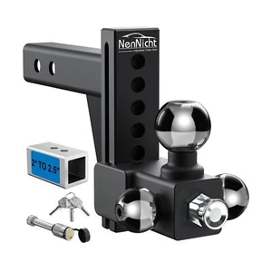 Adjustable Trailer Hitch Ball Mount, Drop Hitch Fits 2 & 2.5 Inch Receiver, N... - Picture 1 of 6