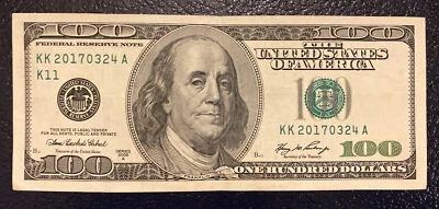 March 24th 2017 Birthday Anniversary Bill $100 US Dollars Note **L@@K**. - Image 1 of 2