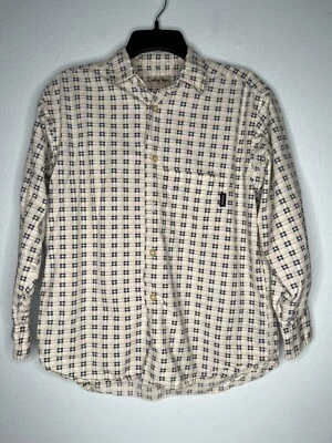 Guess Jeans Georges Marciano Vintage 90s Shirt Mens Small Beige Blue Grunge - Image 1 of 4