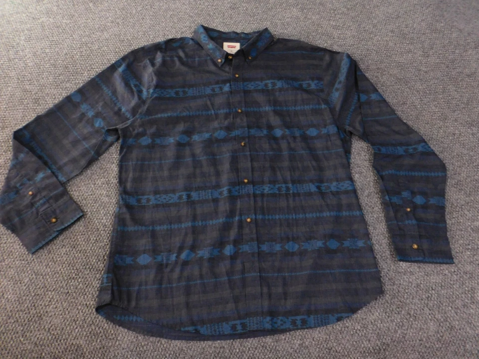Levis Shirt Mens 2XL XXL Blue aztec tribal button up classic casual western - Image 1 of 4
