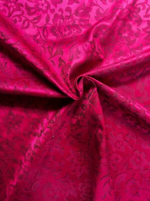 Barockstoff als Meterware mit Blumenmuster intensives Rosa Rokoko Polsterstoff - Bild 1 von 4