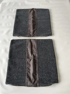 Lazy Boy Grey/Black With Brown Suede Stripe Corner sofa cushion covers Set X2 - Picture 1 of 5