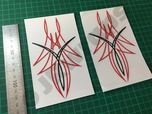 (X2) Pegatinas a rayas Calcomanías Coche Motocicleta Tanque Casco 140x80mm ROJO Y NEGRO - Imagen 1 de 5