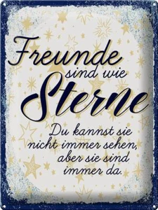 Blechschild Spruch Freunde wie Sterne sind immer da 30x40 cm Schild tin sign - Picture 1 of 5