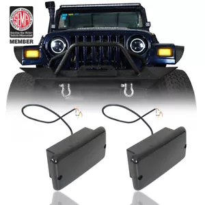 Factory Style DRL Turn Signal Lights Smoked Lens For 1997-2006 Jeep Wrangler TJ - Picture 1 of 12