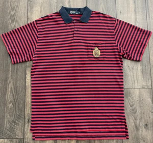 Vintage 90s Polo Ralph Lauren Crest Logo Striped Shirt Men’s Size L Red Blue - Bild 1 von 4