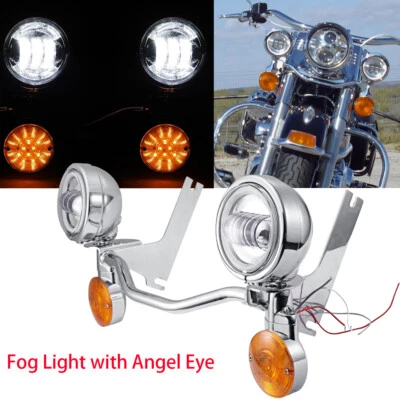 4.5" LED Passing Driving Fog Spot Turn Signals Lights Bar For Harley Motorcycle - Image 1 of 4
