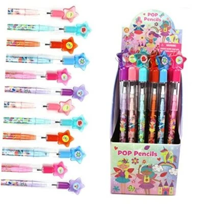 TINYMILLS 24 piezas Magical Fairies apilable lápiz de empuje surtido con borrador  Foto 1 de 4