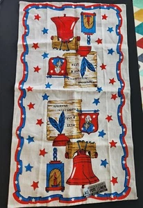 NOS 1976 Bicentennial reines Leinen Geschirrtuch Pariser Drucke koloniale Wiederbelebung USA - Bild 1 von 4