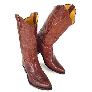 Rios Of Mercedes Brown Exotic Lizard Skin Hand-Made Cowgirl Women's Boots 9.5 D - Picture 1 of 13