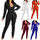 Woman Women's Two Piece Lapels Suit Set Office Business Long Sleeve Blazer Coat