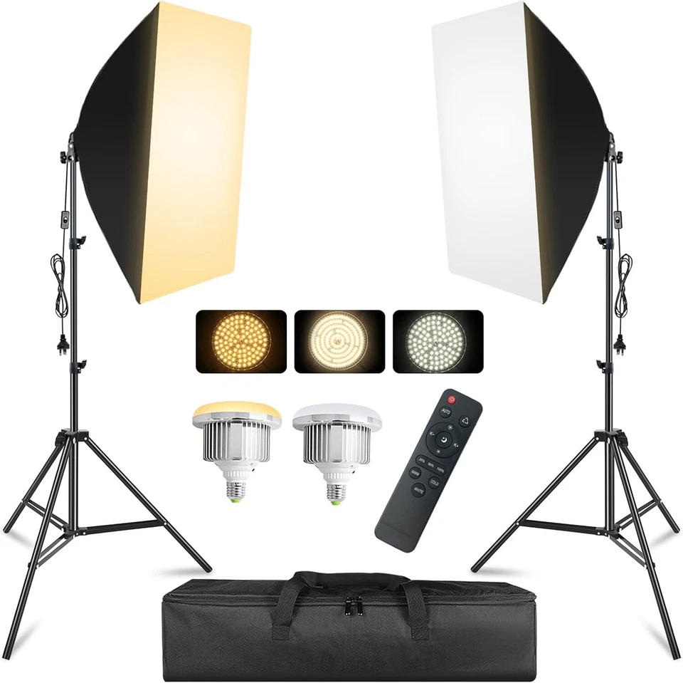 MSKIRA Softbox Lighting Kit 2X85W Bi-Color LED Dimmable for Studio & Photography - Image 1 of 4