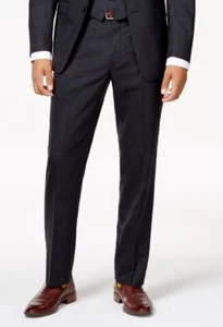 $198 Calvin Klein Men'S Gray Plaid Extra Slim Fit Flat Front Pants 35 W 38 L - Picture 1 of 1