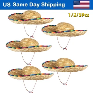 18" Mexican Sombrero Hat Adults Straw Sombrero for Fiesta Cinco De Mayo Party US - Picture 1 of 13