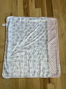Blankets & Beyond Baby Blanket Elephants Gray Pink White Plush Soft Fleece - Picture 1 of 4