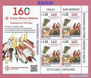 SMOM 2024 Croce Rossa Italiana 160 Anni FOGLIETTO con 4 FRANCOBOLLI MNH** - Foto 1 di 1