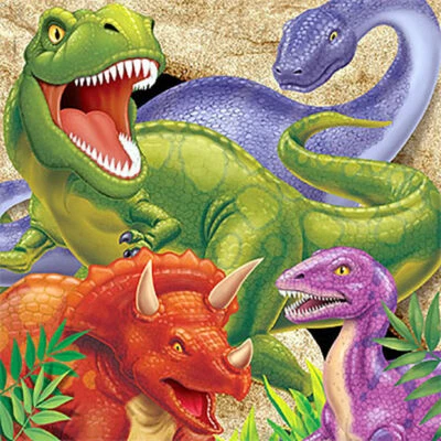 Dinosaur Party Supplies Lunch Napkin 16 Pack Green Boy Girl Birthday Dino Blast  - Image 1 of 2