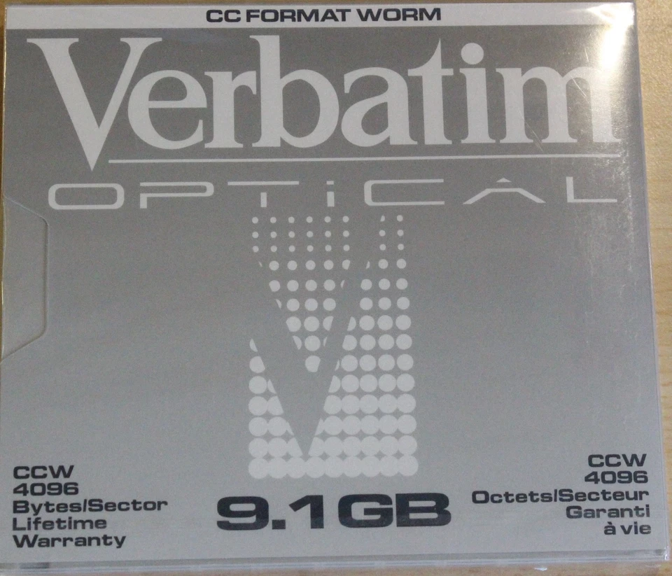 Verbatim 5,25” optical Disk, CCW Worm 9,1 GB 94124  Neu  & OVP - Bild 1 von 1