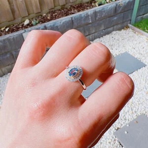 Beautiful Good Quality Natural Blue Topaz S925 Ring, Adjustable Size - Picture 1 of 7