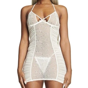 I.AM.GIA X-Rated White Lace Dress Size XS Sheer Sexy Lingerie Halter Amber Slip - Picture 1 of 8