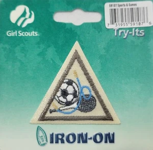 Girl Scouts Iron-On Sport & Games GS Try-Its Fun Patch Distintivi Crest Guide - Foto 1 di 2