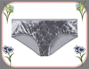 M Black Pearl Gray ALL VELVET RARE Victorias Secret LOGO VS STAR Hiphugger Panty - Picture 1 of 9