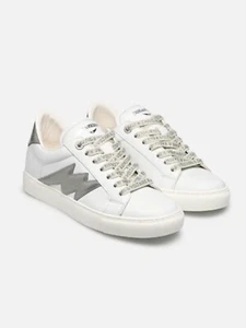 Zadig & Voltaire LA Flash Low-Top Plateau Leder Sneakers Silber 398 $ Gr. 37 - Bild 1 von 14