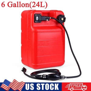 24L/6.3 Gallon Boat Fuel Tank Plastic Marine Outboard Boat Fuel Gas Tank w/ Hose - Picture 1 of 8