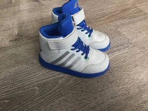 Adidas Toddler Ortholite Baby Boy Size 8K Blue Gray Hi Top Sneakers B23909 - Picture 1 of 12