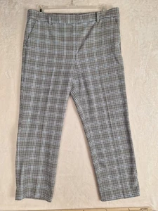 Ann Loft Pants Womens 14 Blue Plaid Riviera Slim Ankle Stretch 36x27 Preppy Golf - Picture 1 of 12